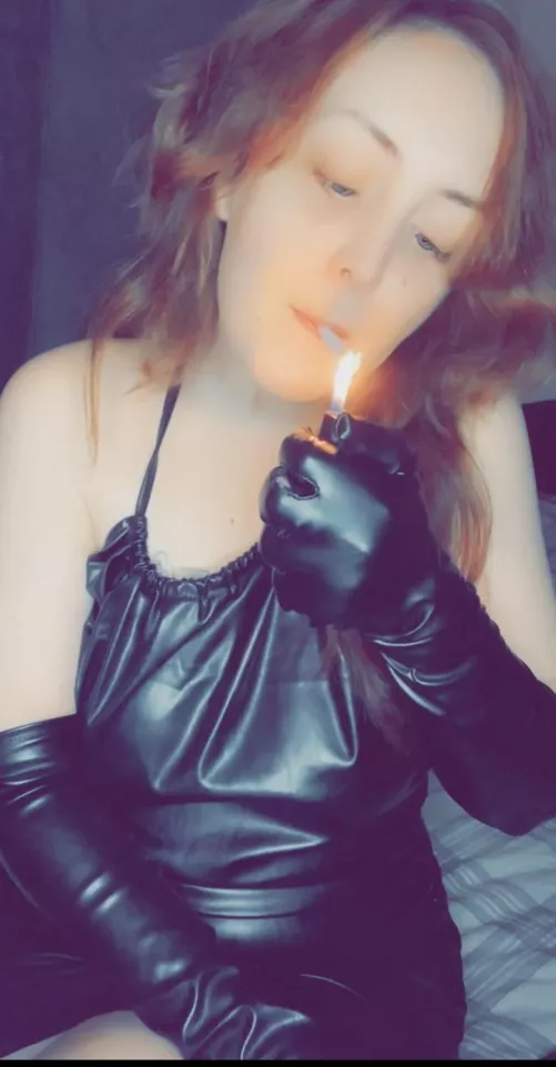 smoking in all leather… tell me how hot I am by GoddessAimee