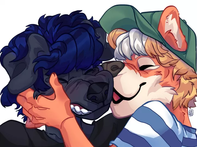 smoochies on the cheek (art by me) by -CIRI