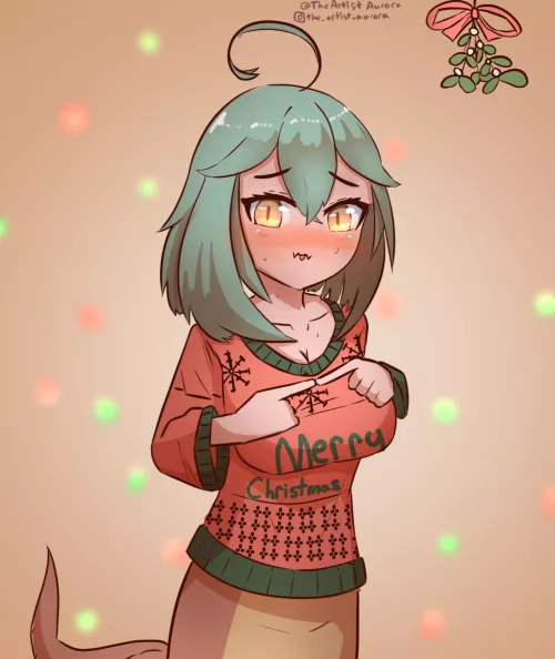Snek under the mistletoe, by me! by ShatteredAurora
