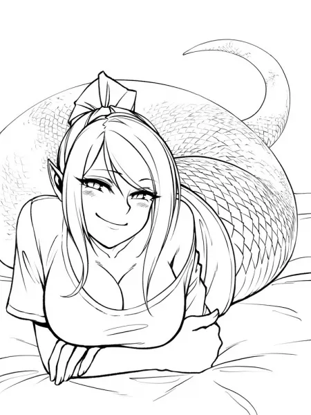 Snek wife in bed by MonmusuAficionado
