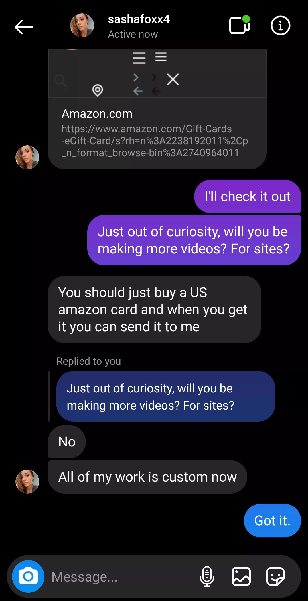 So, I don't know if this is allowed or not, but she's done with mainstream porn and websites. posted by Maahee_2