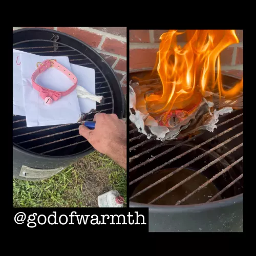 So I shared with y’all my recent split with my dom. I thought it fitting to do a Viking send-off for my collar as a sign of respect. Can we make this the new meta? 😂 by godofwarmth386