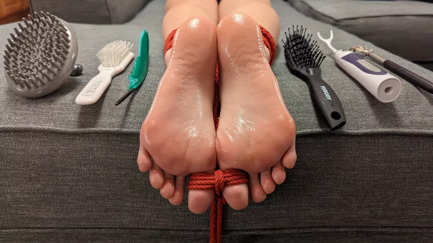 SoleSerenity22's soles prepped for hours of torture [OC] by SpiffyTickler