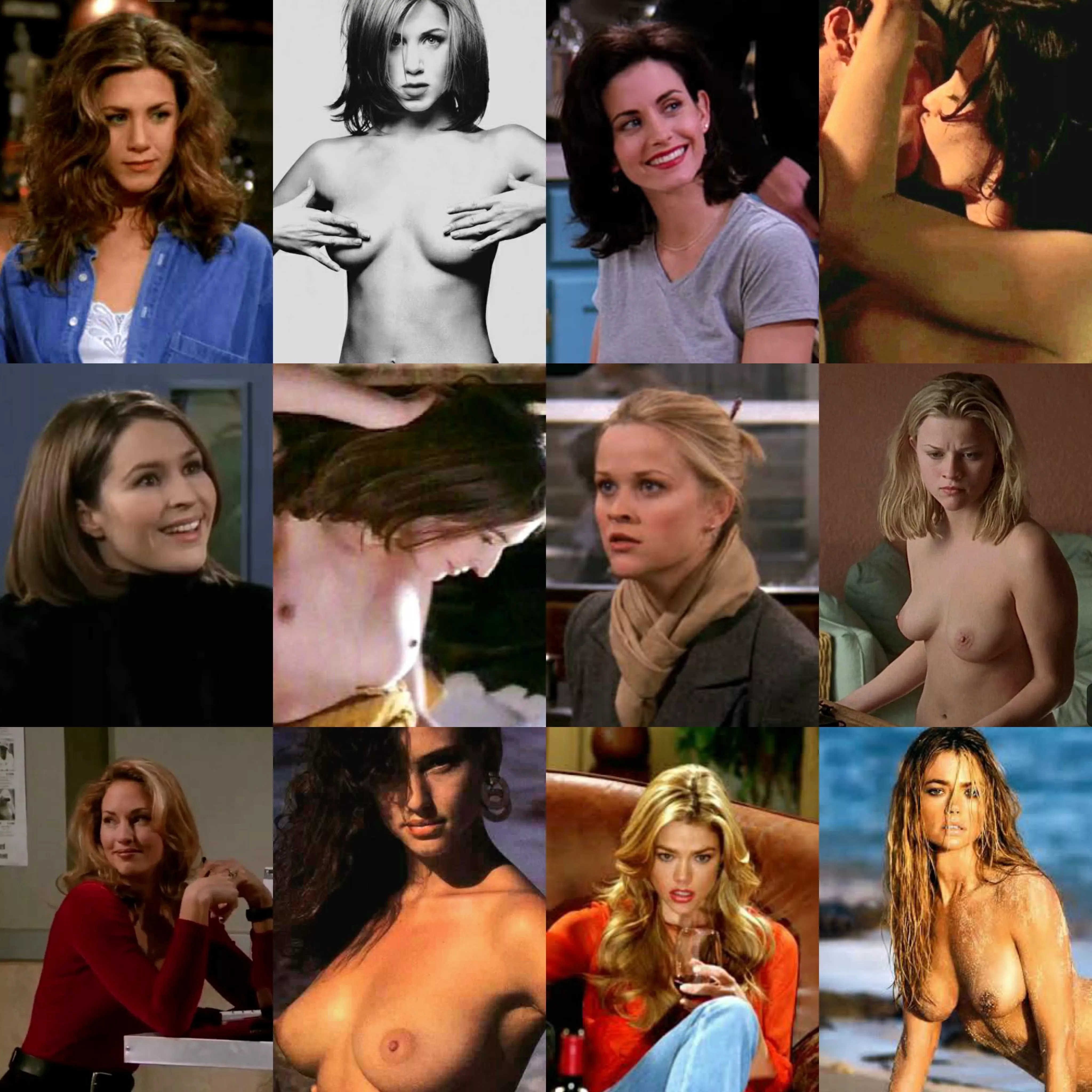 Some fine ladies of F.R.I.E.N.D.S. - Part 1 (On/Off) [From Left to Right - Jennifer Aniston, Courteney Cox, Helen Baxendale, Reese Witherspoon, Jill Goodacre, Denise Richards] posted by ms04102021