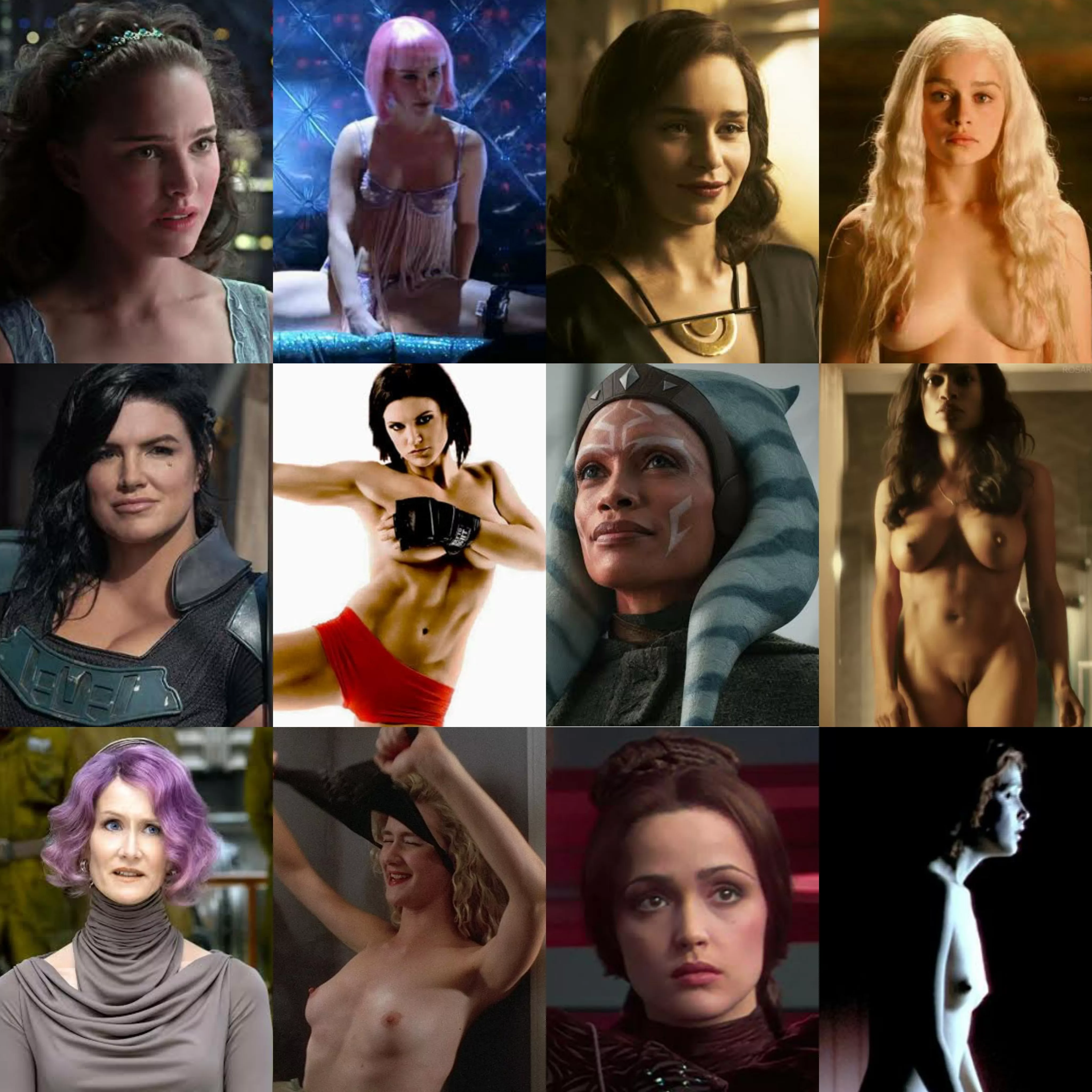 Some fine ladies of the Star Wars Universe - Part 1 (On/Off) [From Left to Right - Natalie Portman, Emilia Clarke, Gina Carano, Rosario Dawson, Laura Dern, Rose Byrne] posted by ms04102021