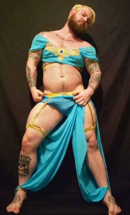 Some friends convinced me to try doing some gender bend cosplays. What do you think of this Princess Jasmine? by underwearempire