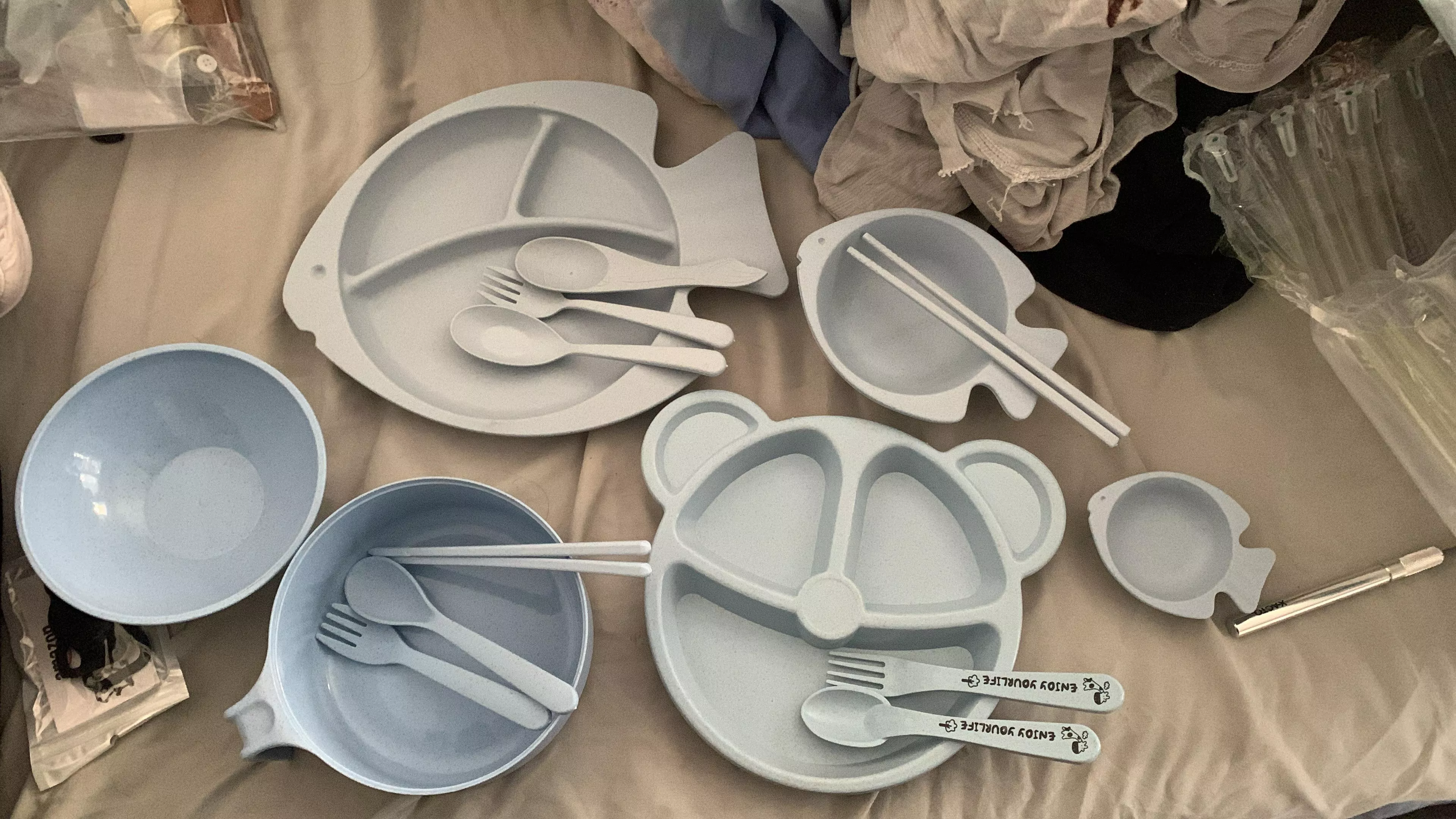 some of the baby plates and bowls my Daddy got for me 🥺🐳 posted by _little_treasure_
