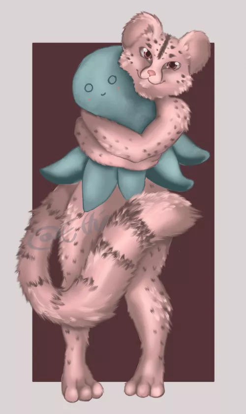 Someone at FA forums requested their comfort fursona to be drawn and I delivered. Sooo fluffy! :3 by EffiEvilmeow