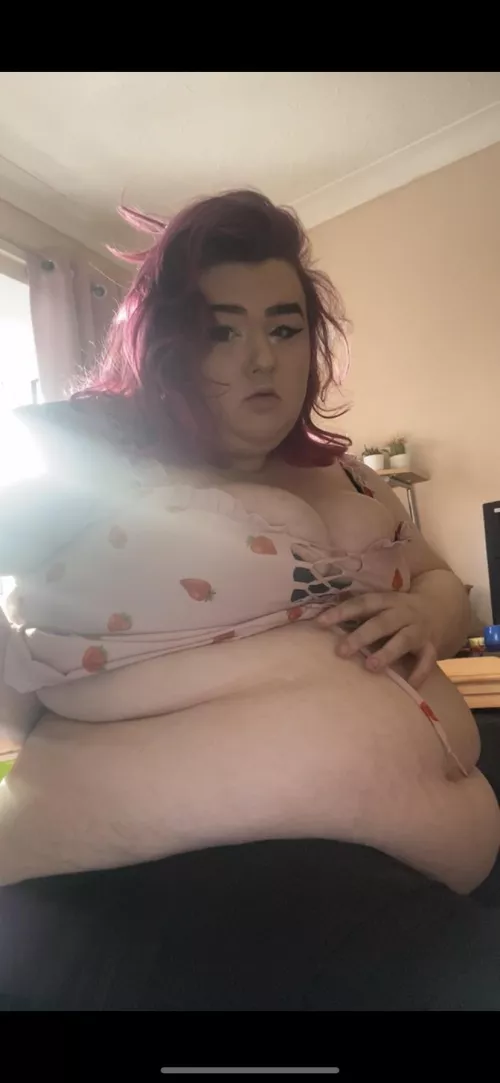 Someone please fill this belly up! I’m wasting away here! by bbwkofshadows