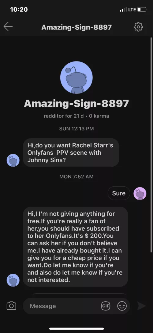 Someone trying to sell your stuff in dm’s just thought u should know. by GettinoffGuy737