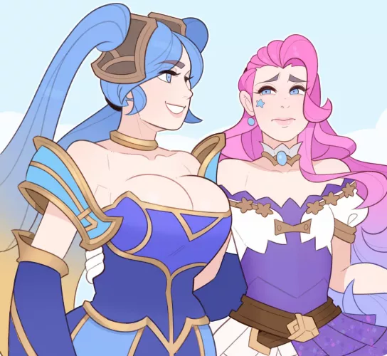 Sona and Seraphine: Breast Envy (SplashBrush) by VictoryRaptor