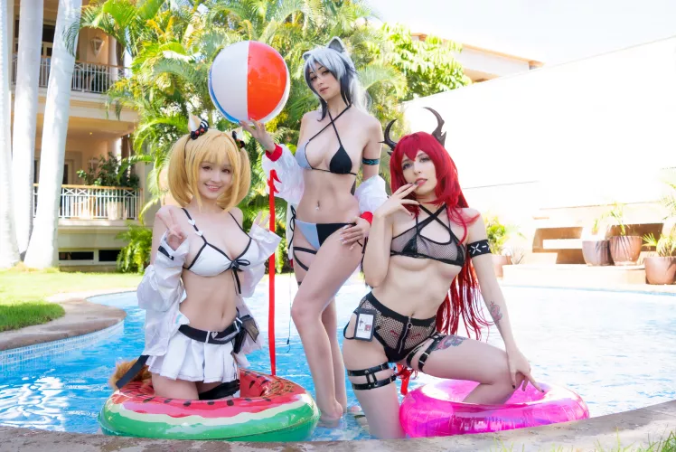 Sora, Schwarz and Surtr from Arknights by Hidori Rose, LienSue and Kerocchi by kerocchi