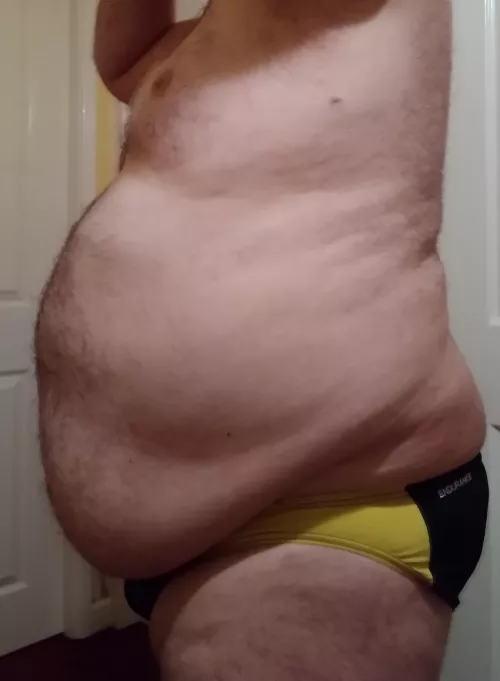 Speedos being engulfed in blubber, 280lbs chub, 40in speedo bursting at the seams by ballooningbelly