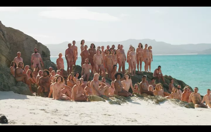 Spencer Tunick photoshoot at the Whitsundays, Australia by NaturistPictures