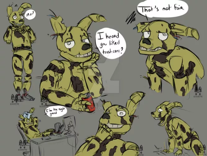 Springtrap sketches [FANART] (by Krapette) by krapetteK