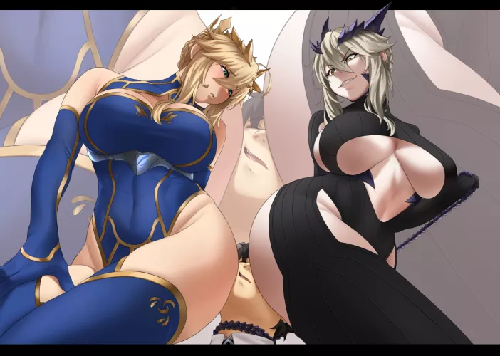 Squished By Lancer Artoria & Lancer Alter. by Amaterasuu69