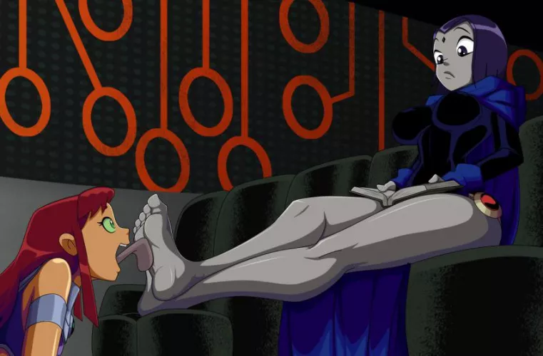 Starfire can’t resist a taste of Raven’s soles [Teen Titans] (ravenravenraven) by Dirtydan794
