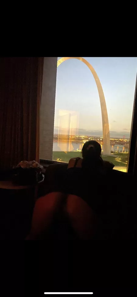 Staring at the Gateway Arch, thinking about if anyone was watching me through the window. Would you come up to find me and force me against the glass?😈 by ScarlettJewell