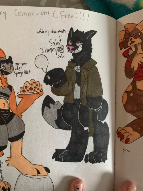 starry_dino_nights drew this awesome version of my fursona and I am completely in love with it! If you like how mine looks they might do one for you too. Just ask and find out. Thanks again r/starry_dino_nights by Biaxialsphere00