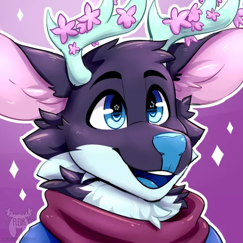 Starry eyed Deer~ (Art by me @fleurfurr on Twitter!) by Fleurfurr