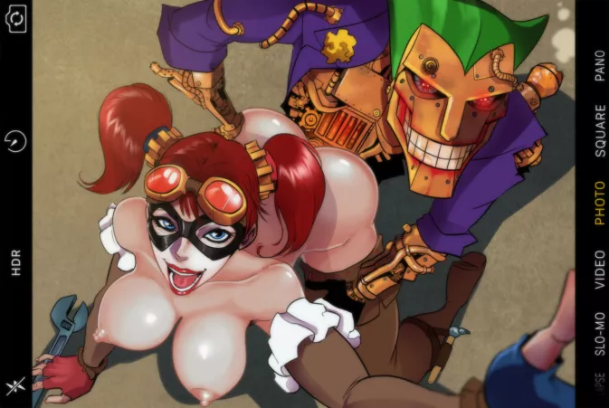 Steampunk Harley Quinn and Robo-Joker(tinkerbomb) by [deleted]
