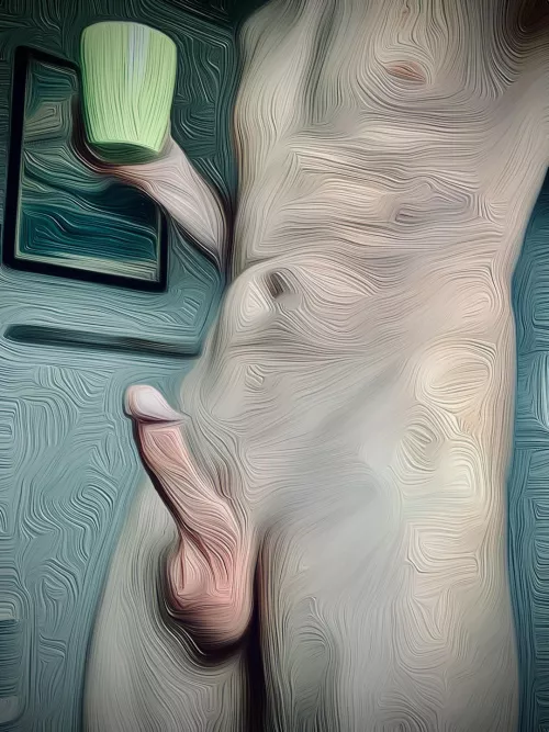 Stiff coffee. Me. Digital oil on canvas. by Your_Nerdy_Bull