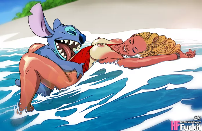 Stitch seducing the lifeguard (fuckit) [Lio & Stitch] by EnigmusPrime