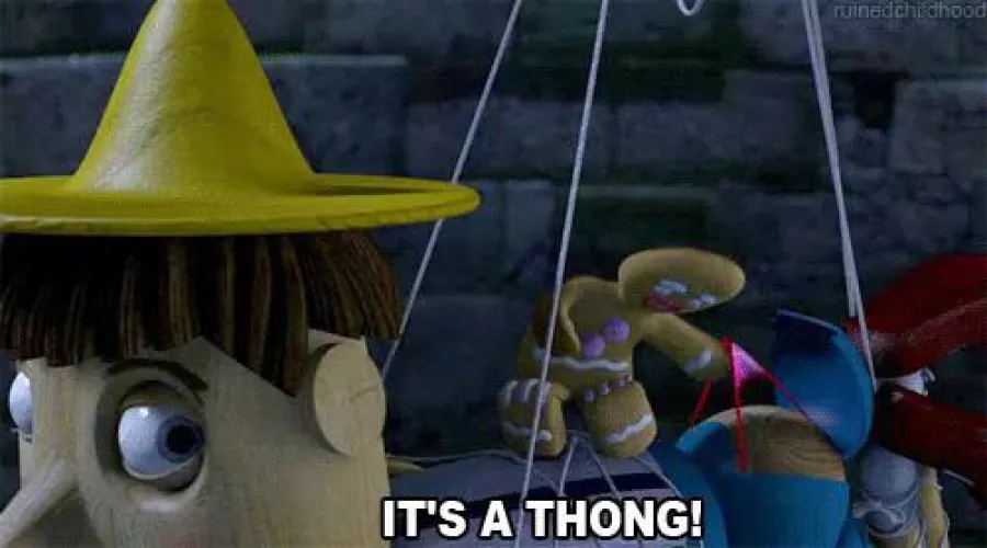 Straight male but I have worn panties since I was a boy and I have always wondered why I have such a fetish like that.. then I remember things like this scene from Shrek where Pinocchio is wearing a women’s thong and I think subconsciously it’s thing by panty42069