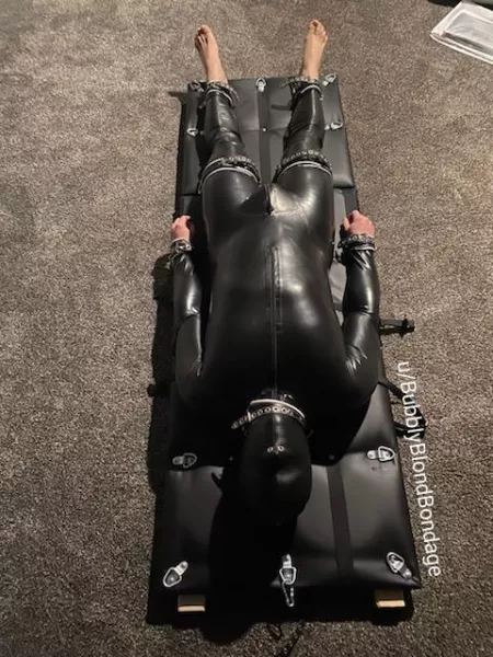 Strapped him to a new bondage board last night [oc] by BubblyBlondBondage