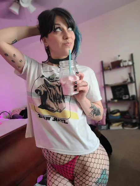 Strawberry milk to promote strong bones! ;3 🍓 by nekonoireart