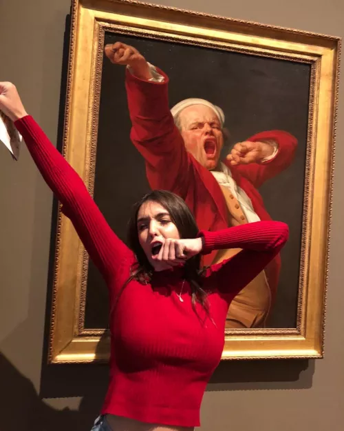 Stretching (her top) and yawning by lampwicklarry