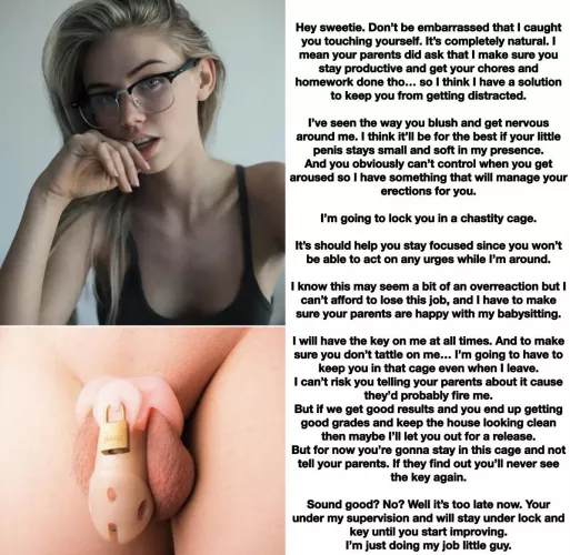 Strict Sitter locks Small Student. by acorn_soft