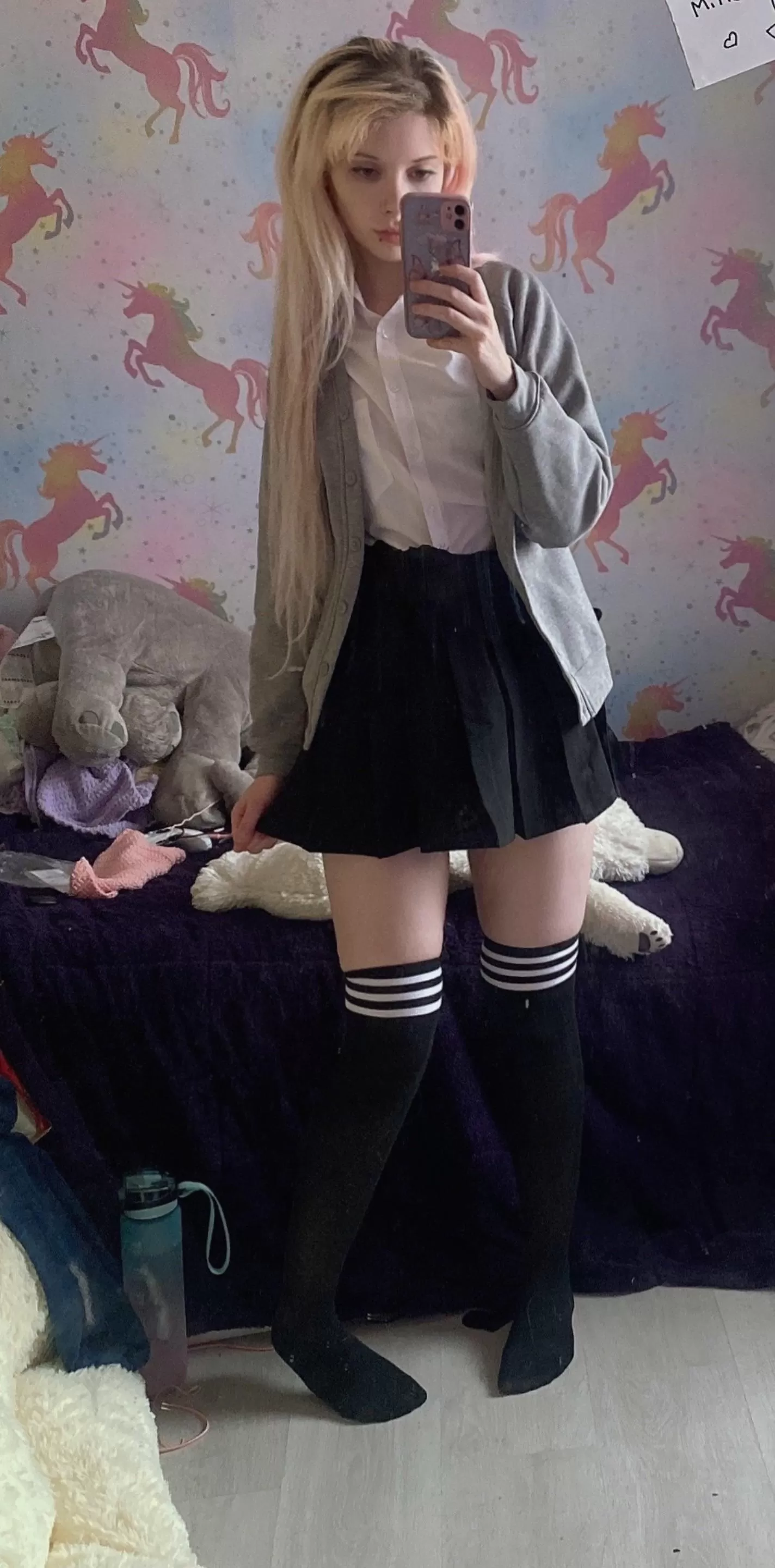 ♡ Striped socks with school uniform ♡ posted by littlepepperpeach