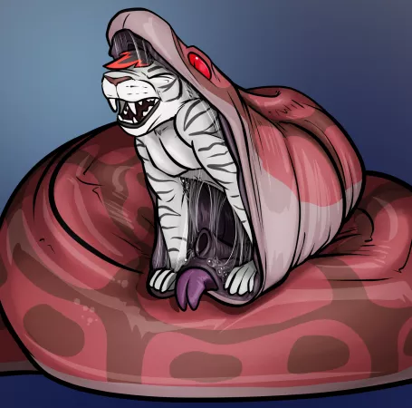 Struggling snack [by AkuDrache] [MF] [Oral Vore] [Unwilling] [Tiger] [Snake] [Size Difference] by Harvok_XXX