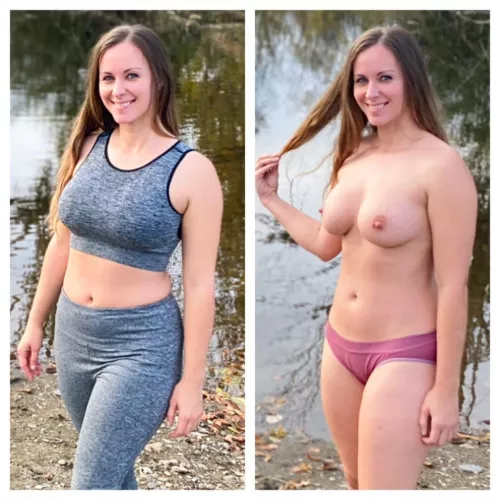 Such a warm day today…Can’t decide if I should leave my clothes on or off at the lake by eroticnaturegirl