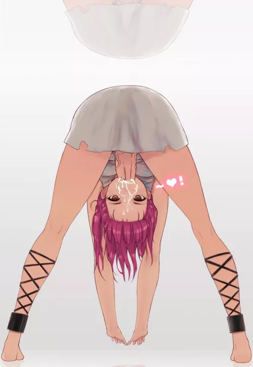 Sucking herself off upside down by SoulsArt