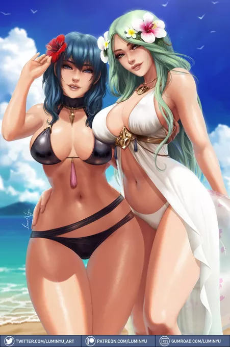 Summer Rhea & Byleth (LumiNyu) [Fire Emblem] by Kuro-Oji