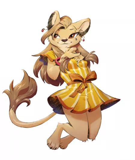 Sundress Lioness (art by @Ruffu_ on twitter) by Spoms_Maghetti