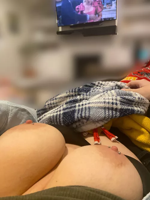 Super Bowl guest leave and tits come out 😜 by Justmilfin