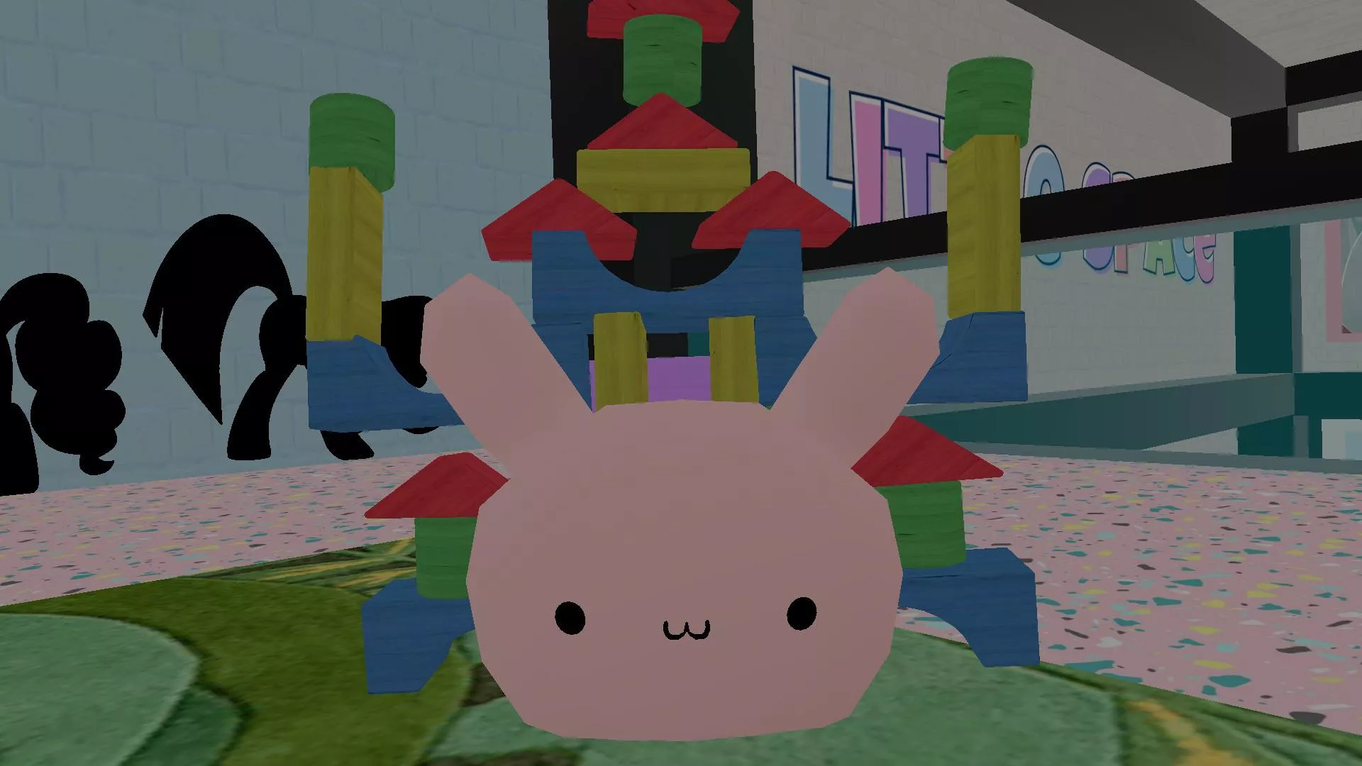 Super happy with hours this brick block tower thing turned out in VR Chat (Little Snack) the only thing that sucked that while in the process of making it, every time I was looking for another Roblox’s someone jumbled my blocks and broke it every time  posted by Mixy-Chan
