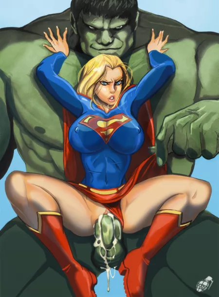 Supergirl vs. Hulk(tinkerbomb) by [deleted]
