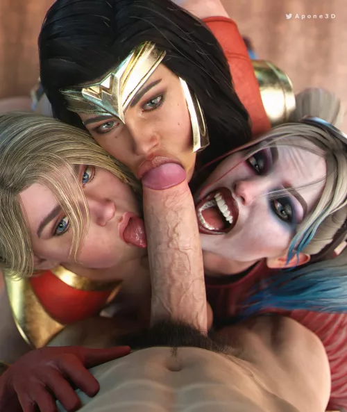 Supergirl, Wonder Woman & Harley (Apone3D) by Kuro-Oji