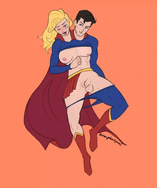 Superwoman and Superman by Orangebackgrou1 (Merge)