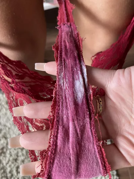 Sweaty and creamy panties after today’s gym session 👅 I cum in them too! 💦 by klaudiaxxx