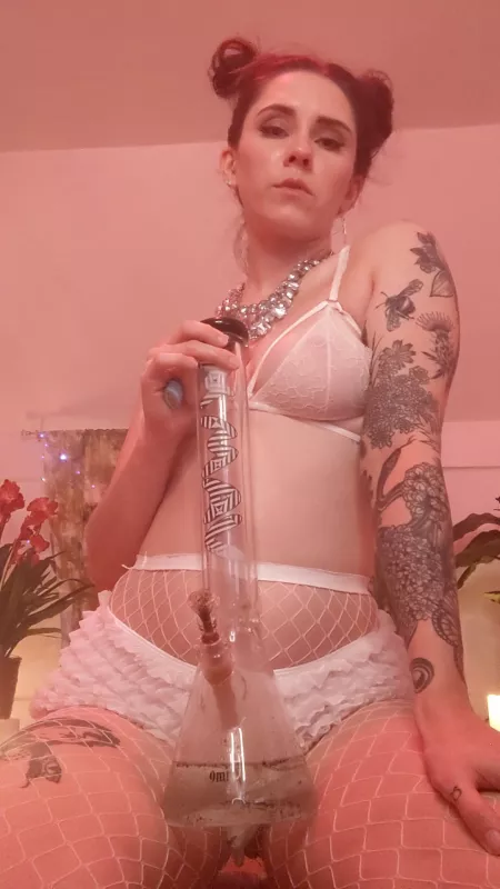 Sweet stoner angel with attitude; in lace, fishnets AND ruffles! by Asster_Addams