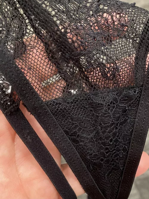 Swim Team’s TINY Black Lacy G-String. Cute But Trashy. by SwimTeamHappy