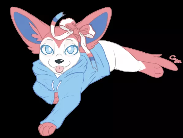 Sylveon i made as a commission. In a hoodie! ^^ by Coffee-fox