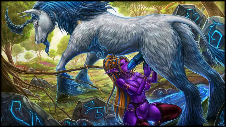 Syndrathiel sucking her horses big cock (Vempire) by Just4Friends69