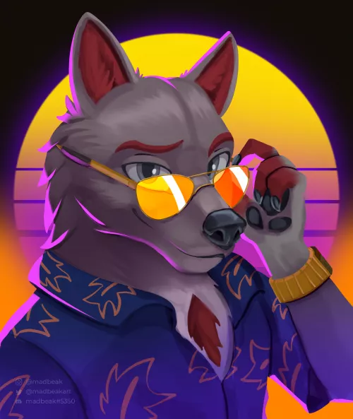 Synthwave awoo! Art by me! by madbeak