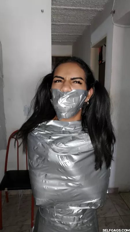 Tape Gagged Latina Mummy by Selfgags